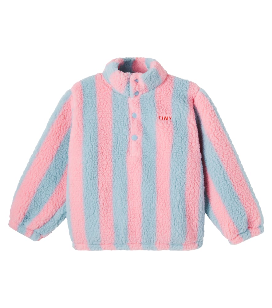 Tinycottons Kids' Striped Faux Shearling Sweatshirt In Multi