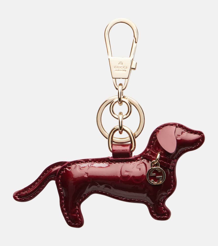 Gucci Patent Leather Keychain In Brown