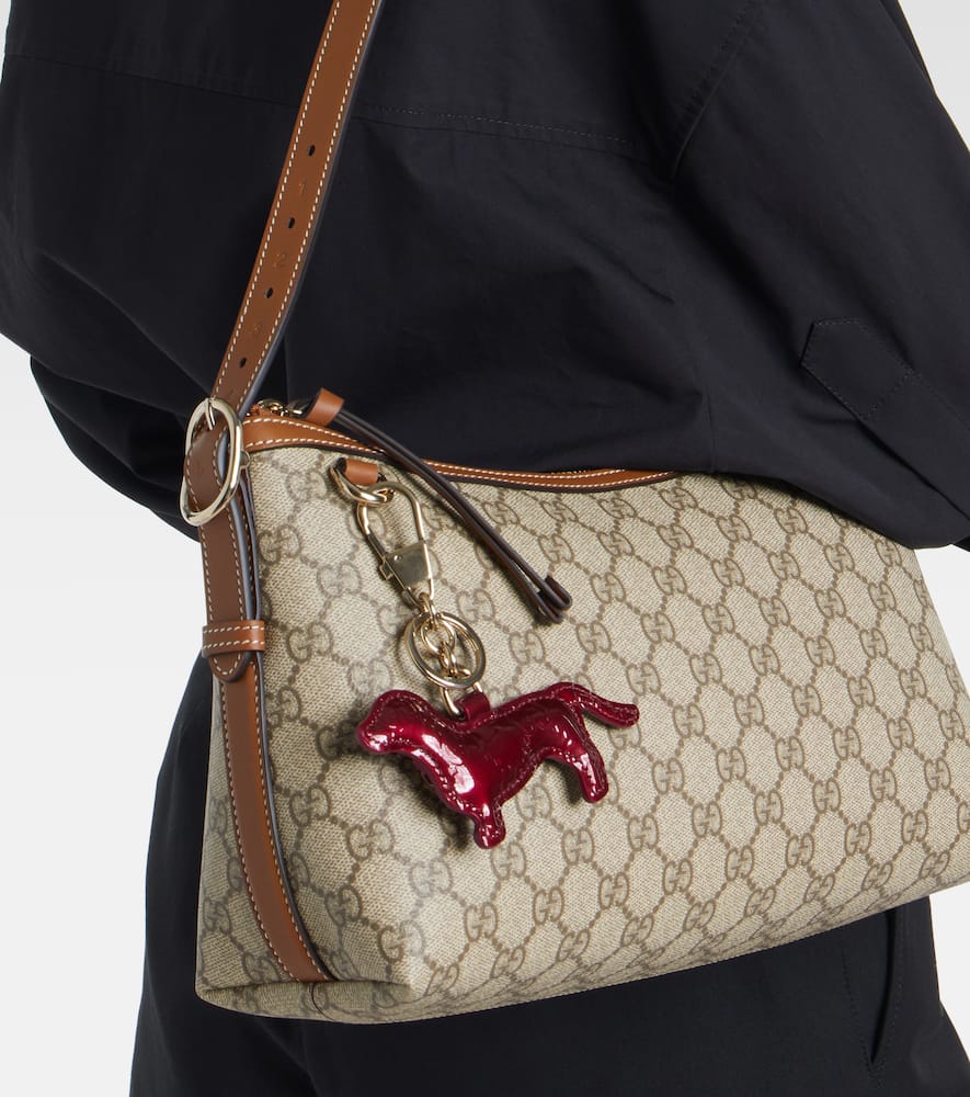Gucci Patent Leather Keychain In Brown