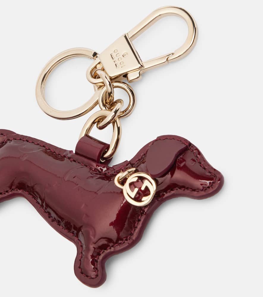Gucci Patent Leather Keychain In Brown