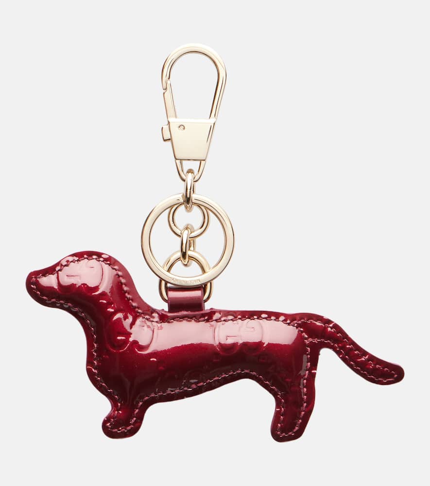 Gucci Patent Leather Keychain In Brown