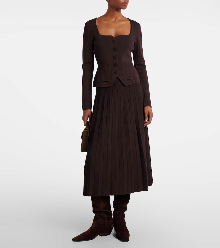 Staud Rachela Knit Button-front Top In Brown