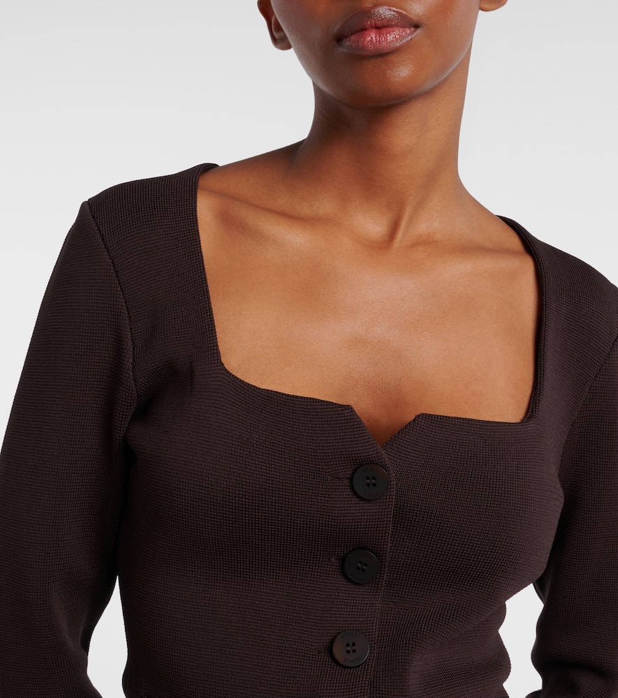 Staud Rachela Knit Button-front Top In Brown