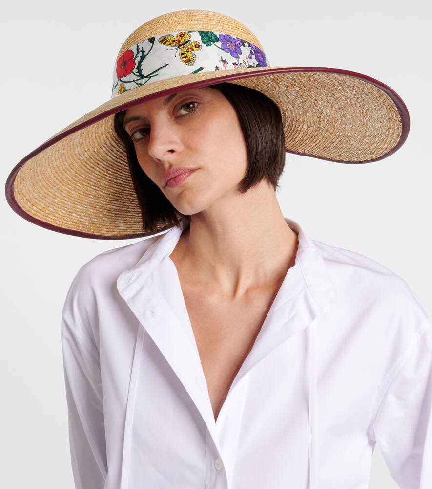 Gucci Floral Scarf-detail Sun Hat In Neutral