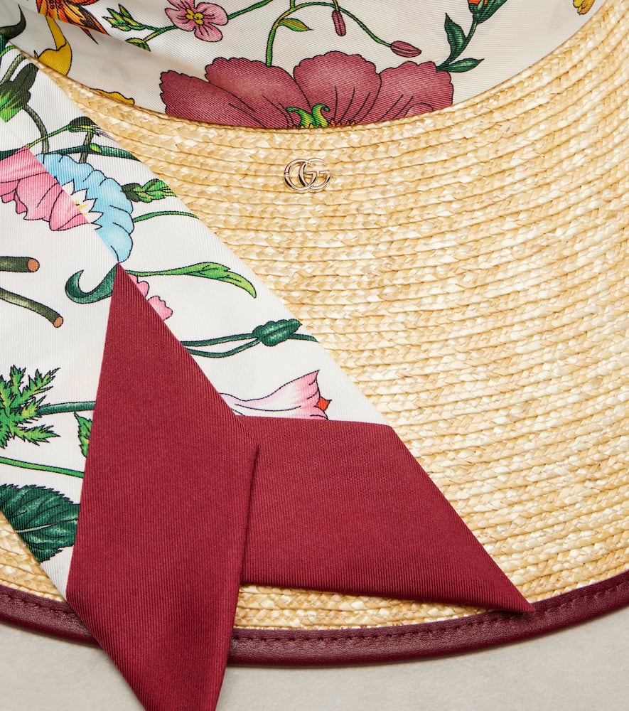 Gucci Floral Scarf-detail Sun Hat In Neutral