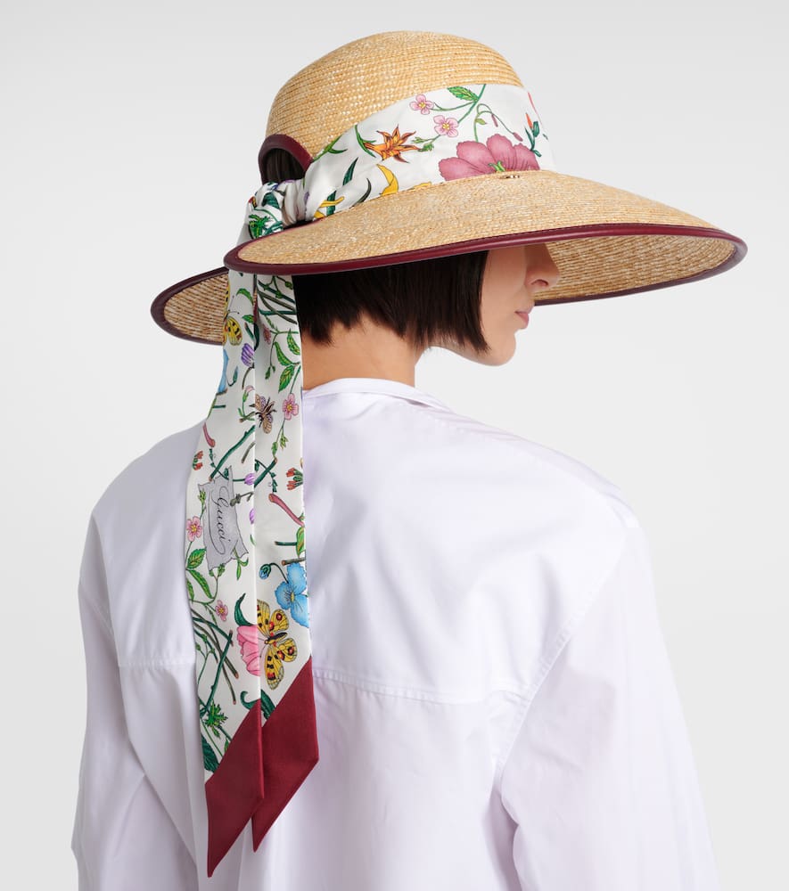 Gucci Floral Scarf-detail Sun Hat In Neutral