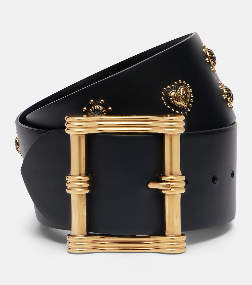 Etro Embellished Leather Belt In Black
