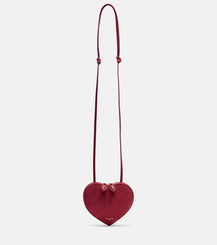 Alaïa Shoulder Bag Heart Shape Suede Leather In Pink