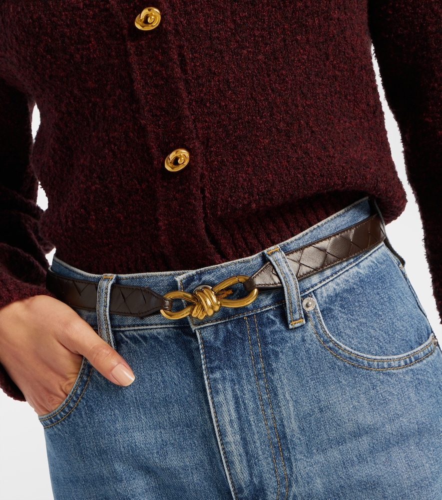  Bottega Veneta Bottega Veneta Knot Intrecciato Leather Belt 