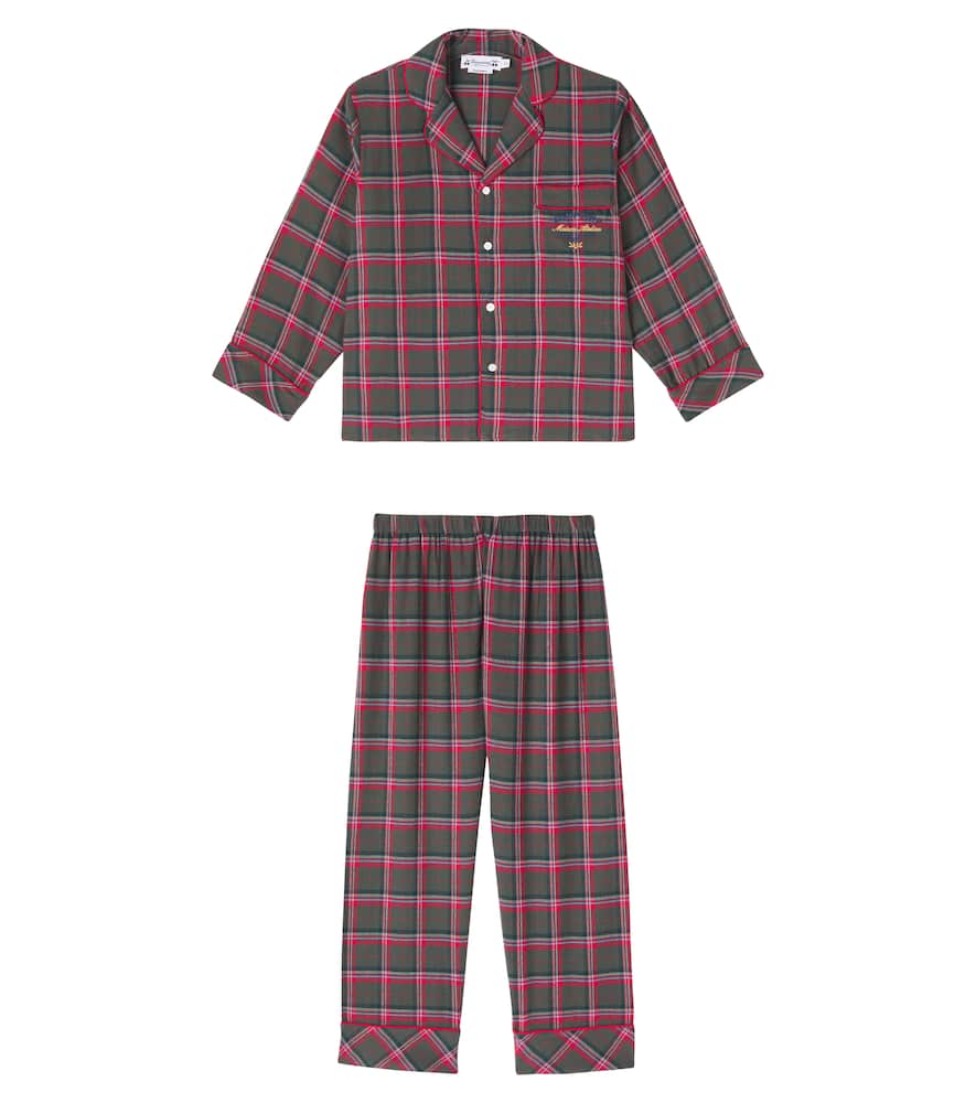 Bonpoint Dormeur Checked Cotton Pajama Set In Red