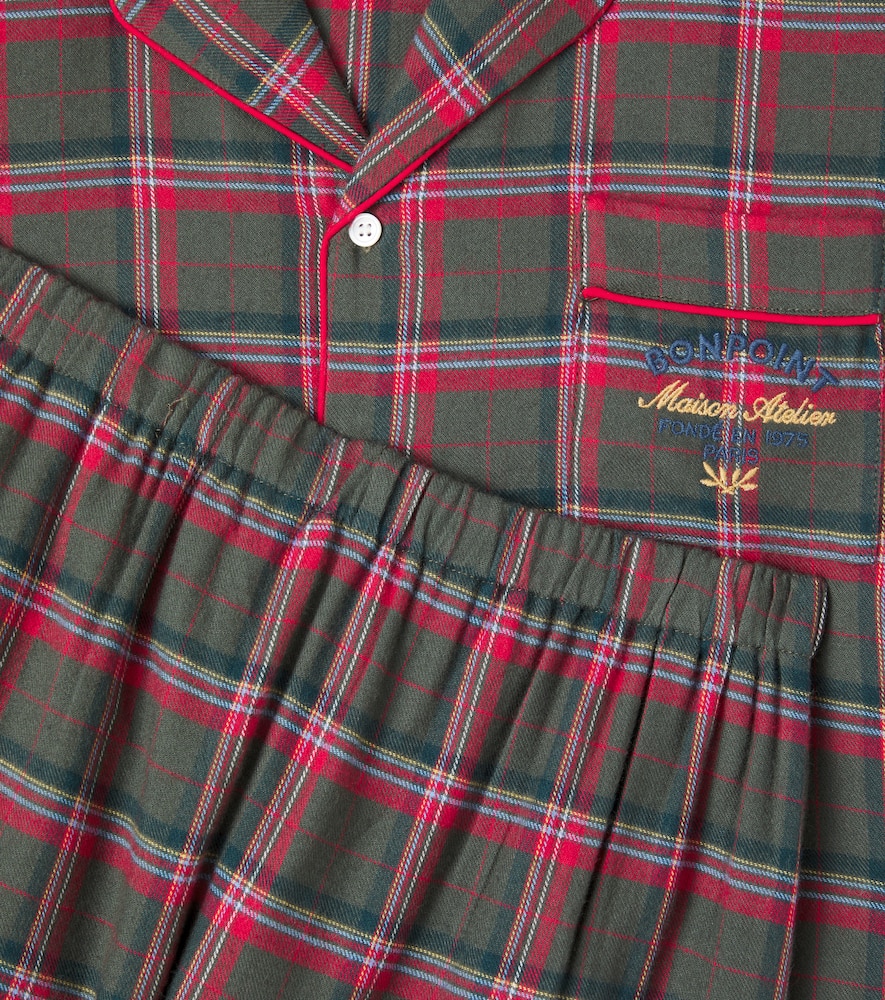 Bonpoint Dormeur Checked Cotton Pajama Set In Red