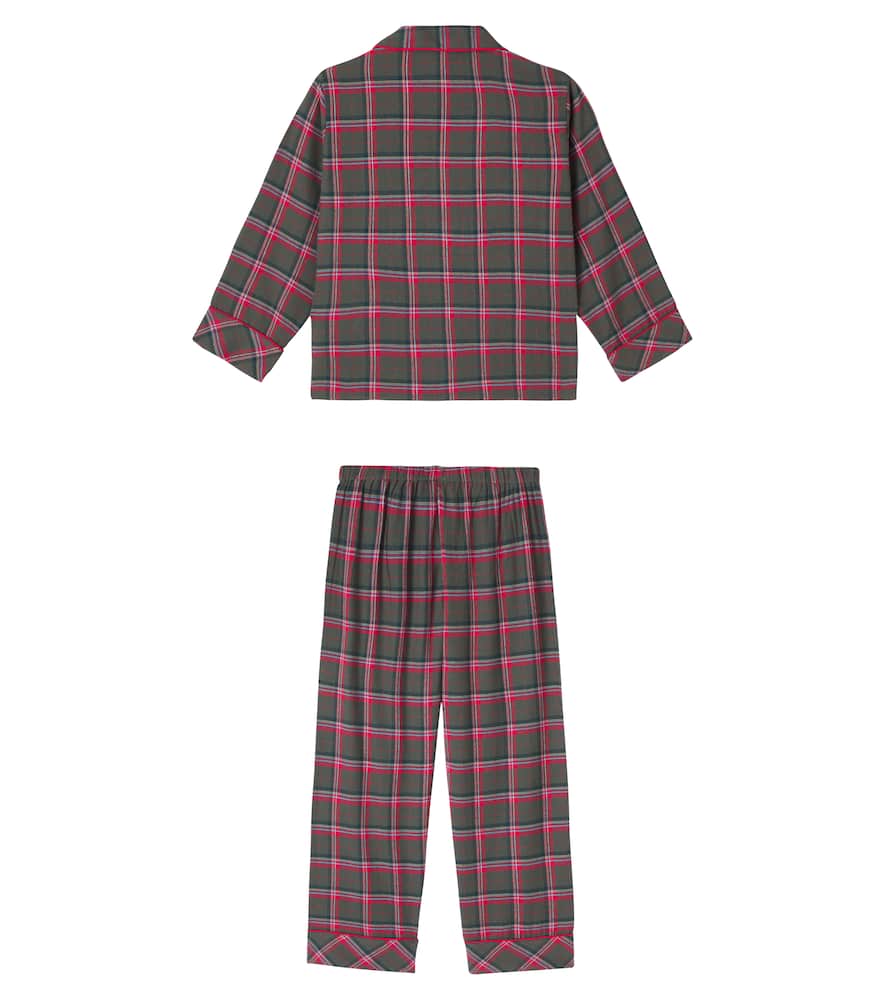 Bonpoint Dormeur Checked Cotton Pajama Set In Red