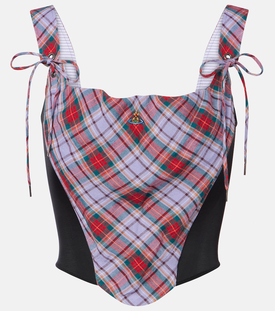 Bustier Puppy in lino e mesh tartan
