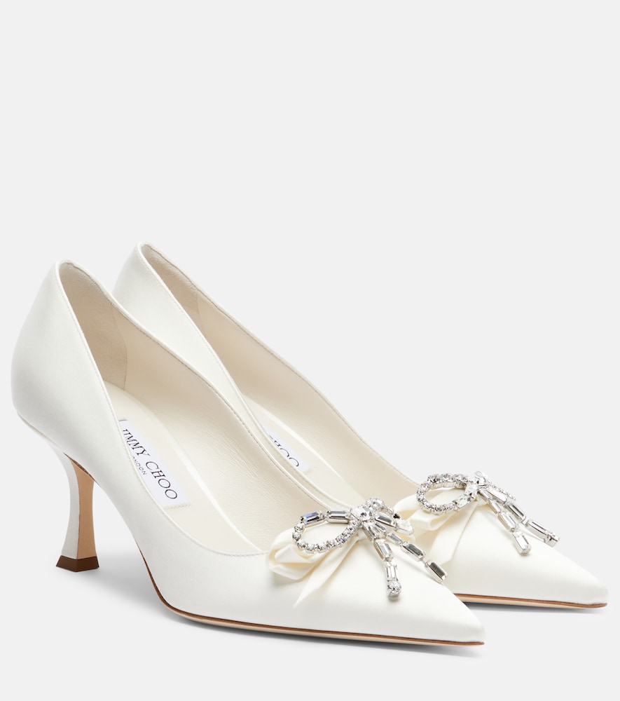Jimmy Choo Auria embellished satin pumps