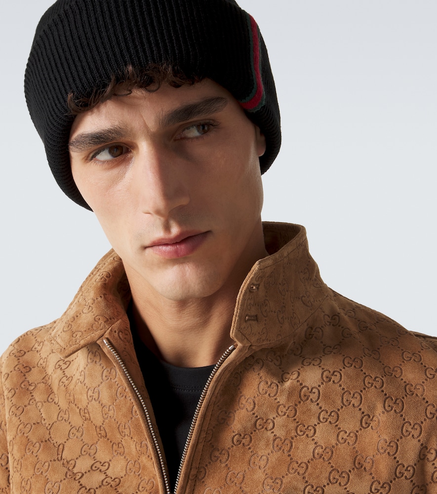  Gucci Gucci Web Stripe Wool Beanie 