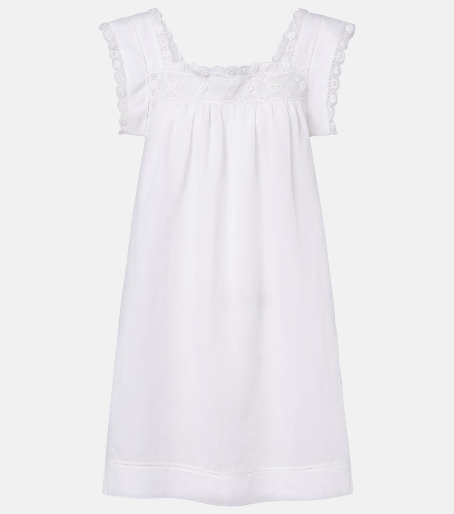 Doen Dôen Almadia Lace-trimmed Ramie Minidress In White