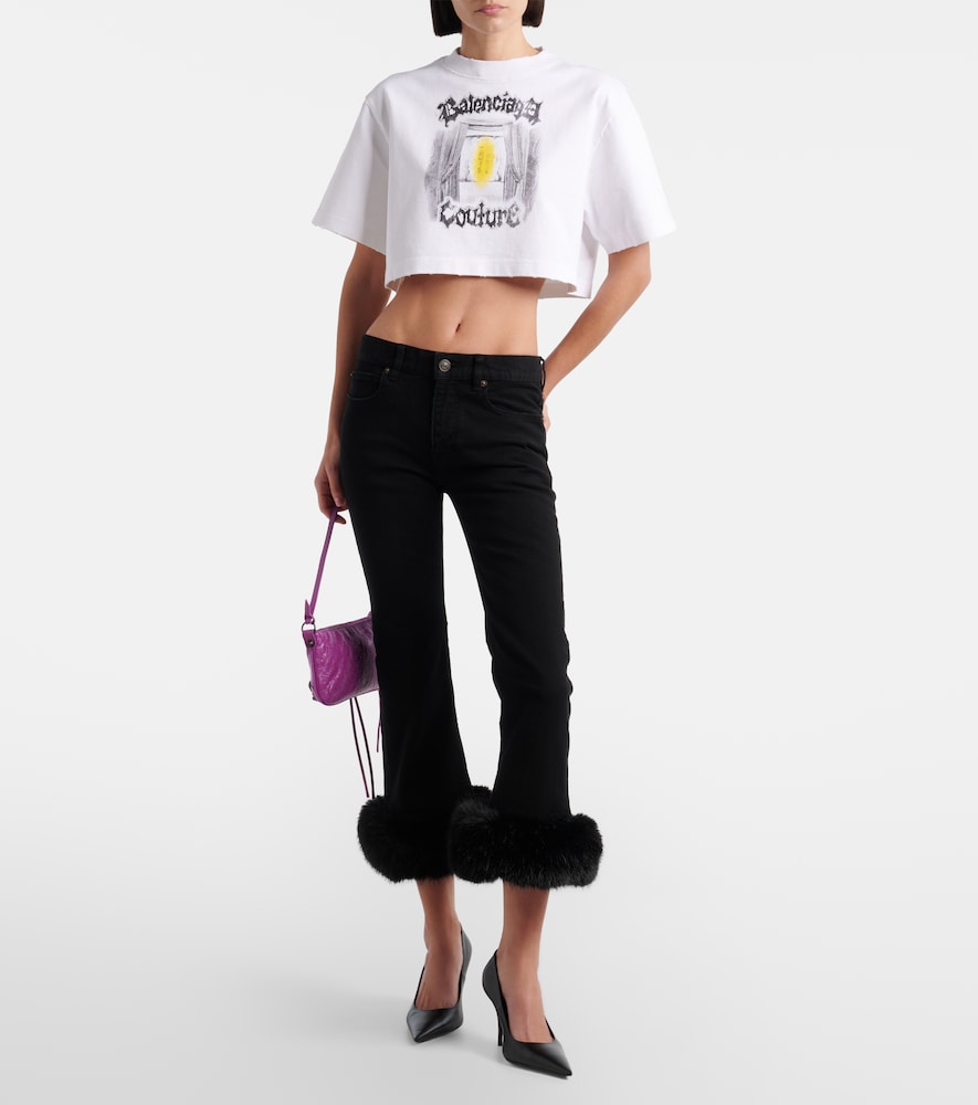 Balenciaga Printed cropped cotton jersey T-shirt