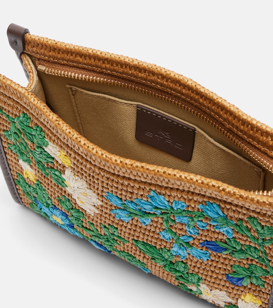  Etro Etro Bestickte Schultertasche Aus Raffiabast 