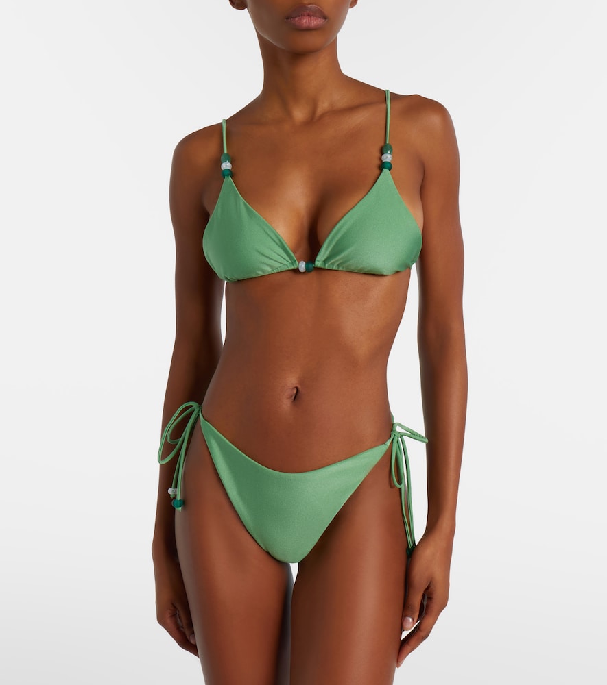  Jade Swim Jade Swim Via Beaded Triangle Bikini Top 
