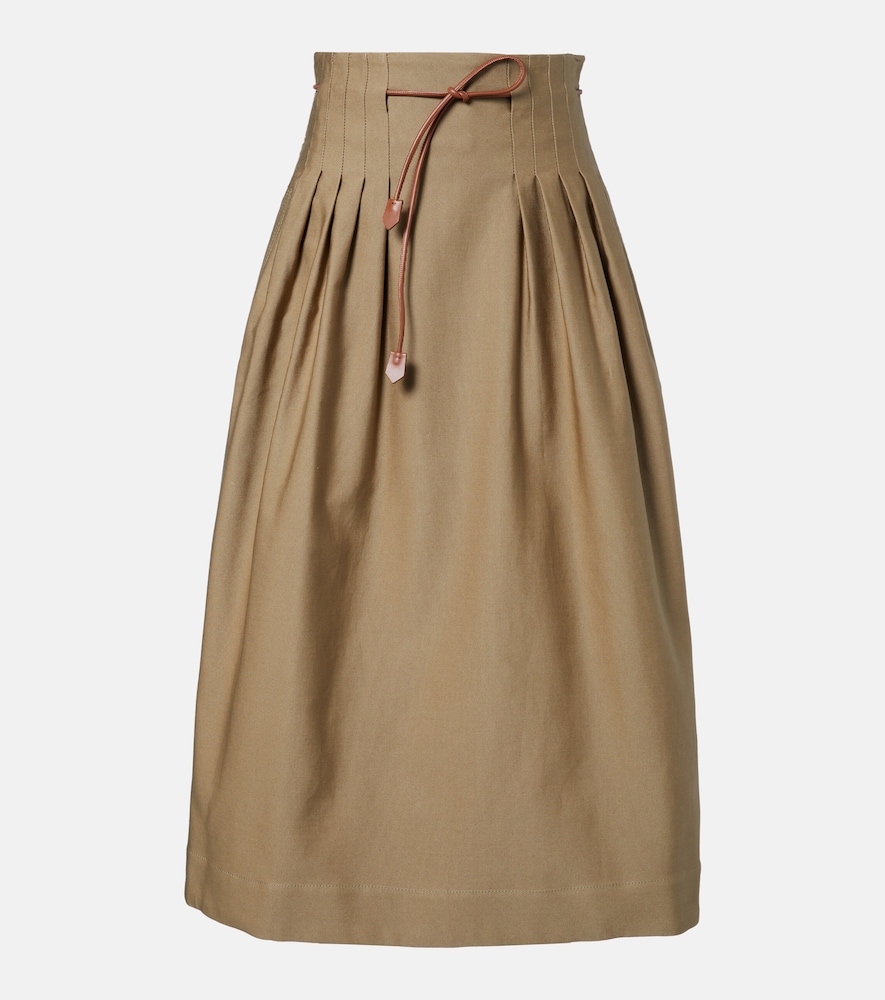 Gonna midi Tempio in twill di cotone