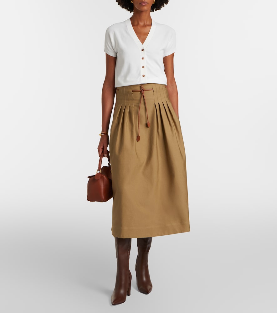 Max Mara Tempio belted cotton twill midi skirt