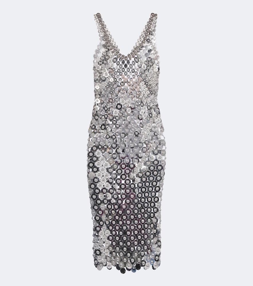 Rabanne Chainmail Embellished Cocktail Dress In Silver