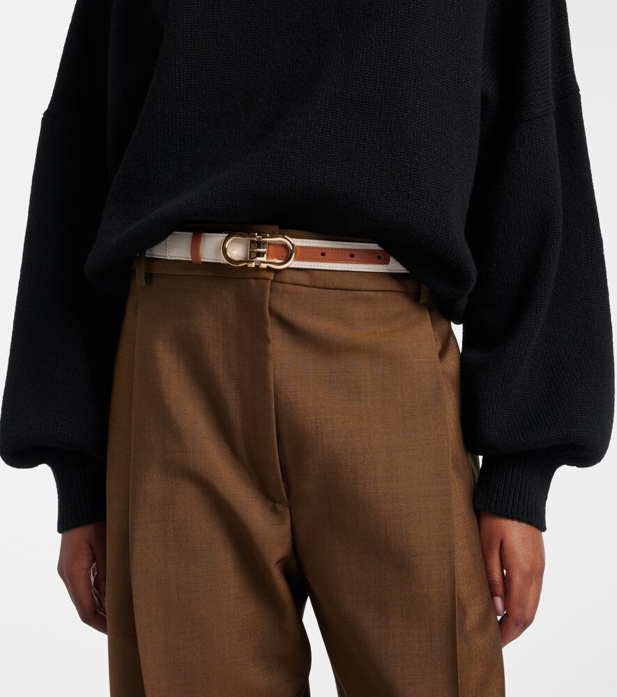 Ferragamo Gancini canvas and leather belt