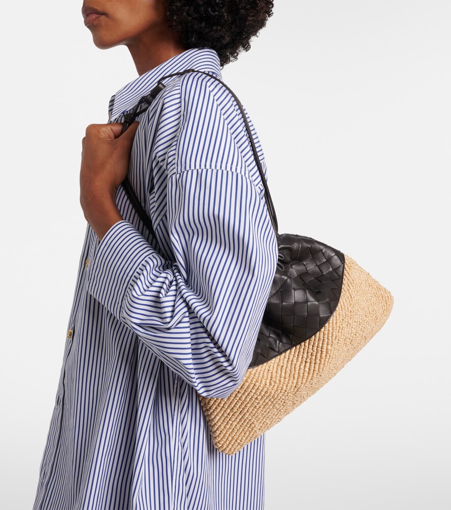 Bottega Veneta Dustbag Small raffia and leather pouch