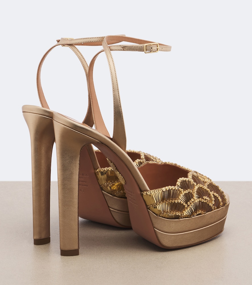 Ce Soir Metallic Leather Platform Sandals