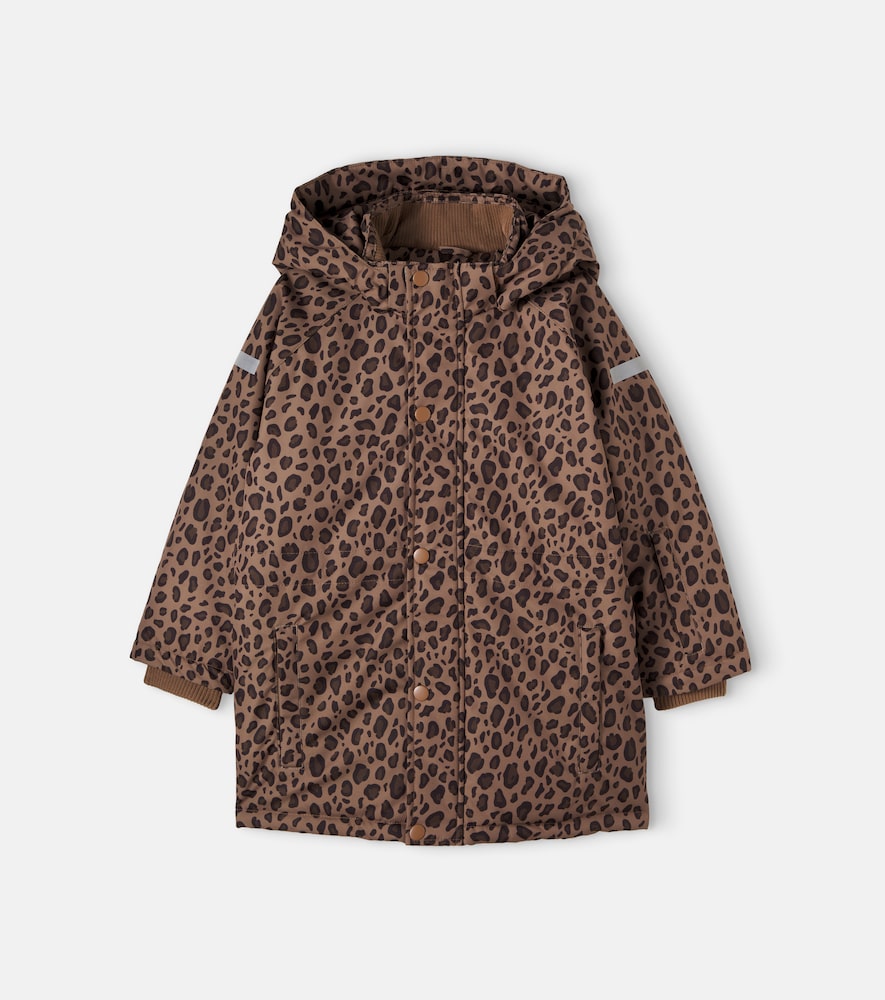 Tinycottons Leopard-print Hooded Ski Jacket In Brown