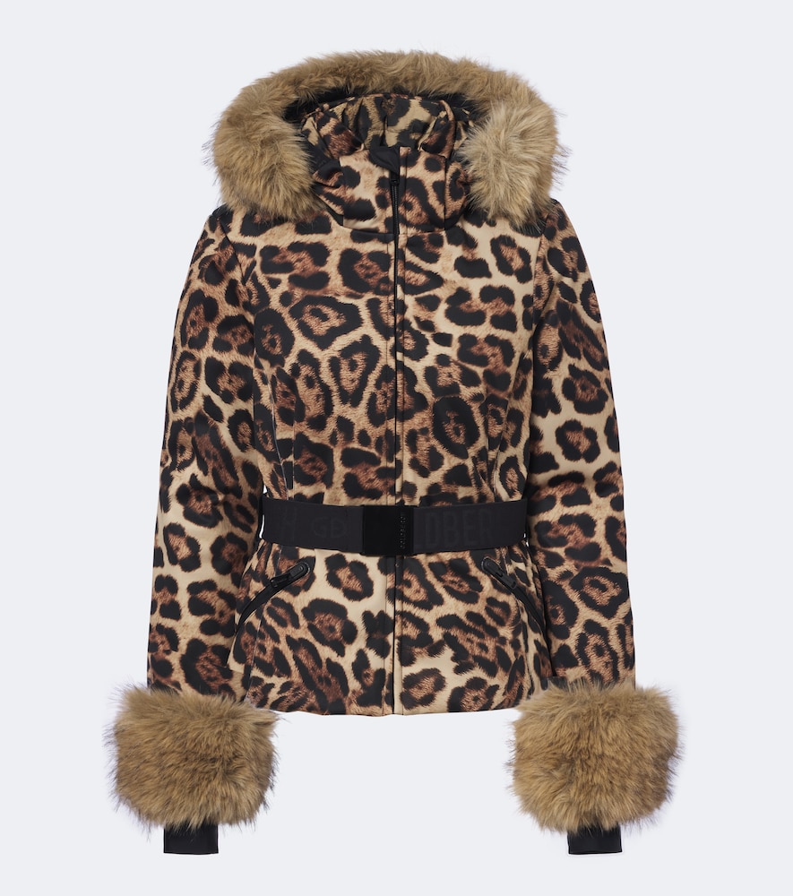 Goldbergh Jagger Belted Leopard-print Ski Jacket In Brown