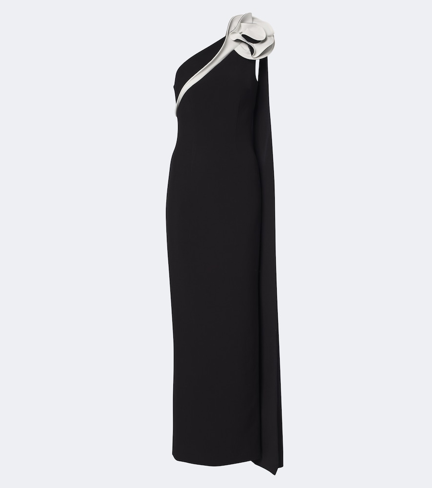 Verzierte One-Shoulder-Bustier-Robe aus Crêpe