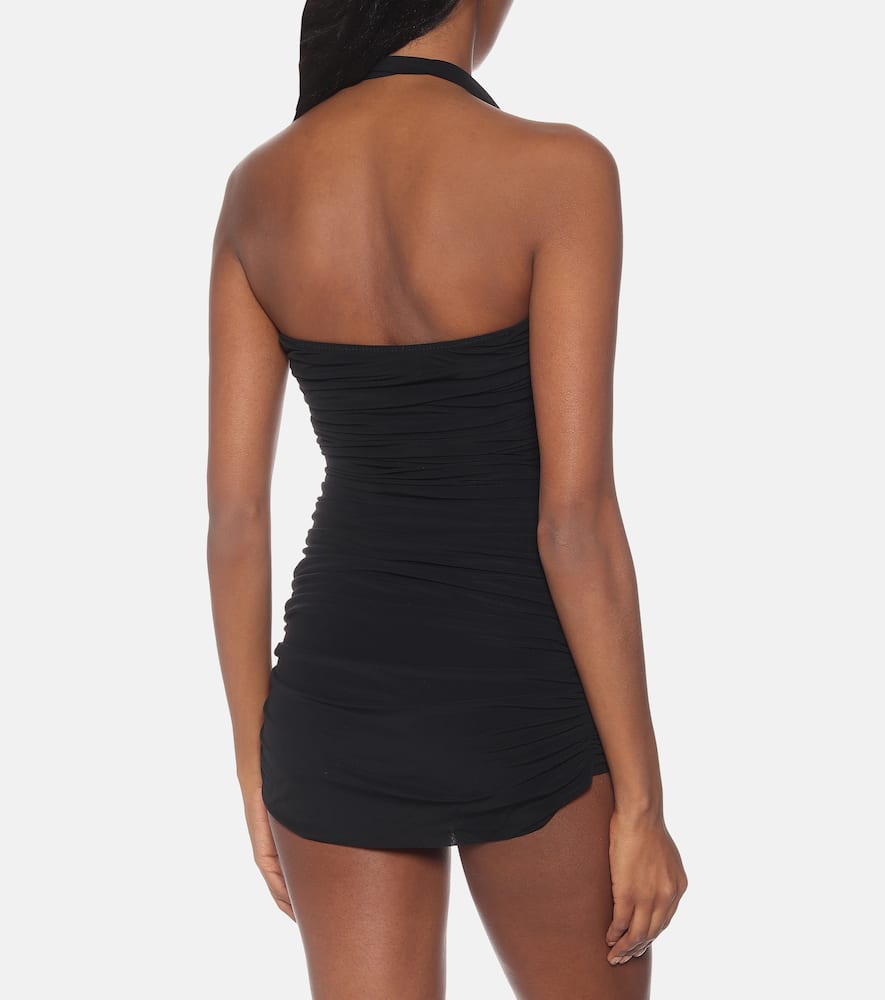 Shop Norma Kamali Bill Mio Ruched Swimsuit In Black