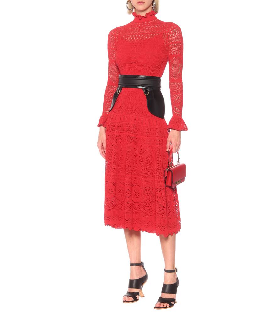 ALEXANDER MCQUEEN COTTON-BLEND LACE MIDI DRESS,P00436727