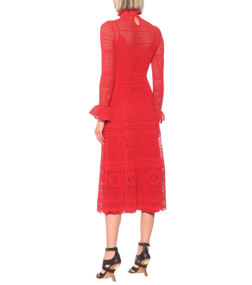 ALEXANDER MCQUEEN COTTON-BLEND LACE MIDI DRESS,P00436727
