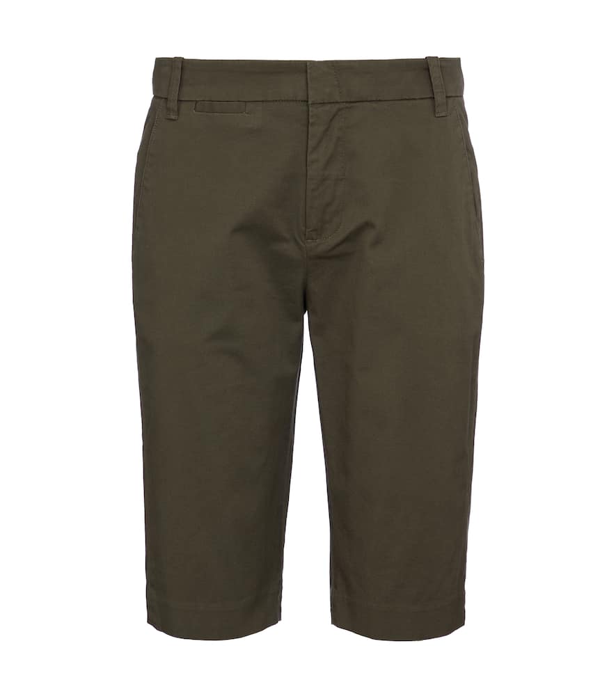 Vince Mid-rise Cotton Bermuda Shorts In Green