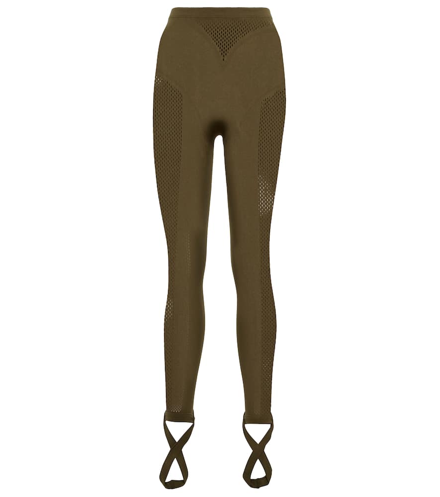 Jersey and mesh stirrup leggings