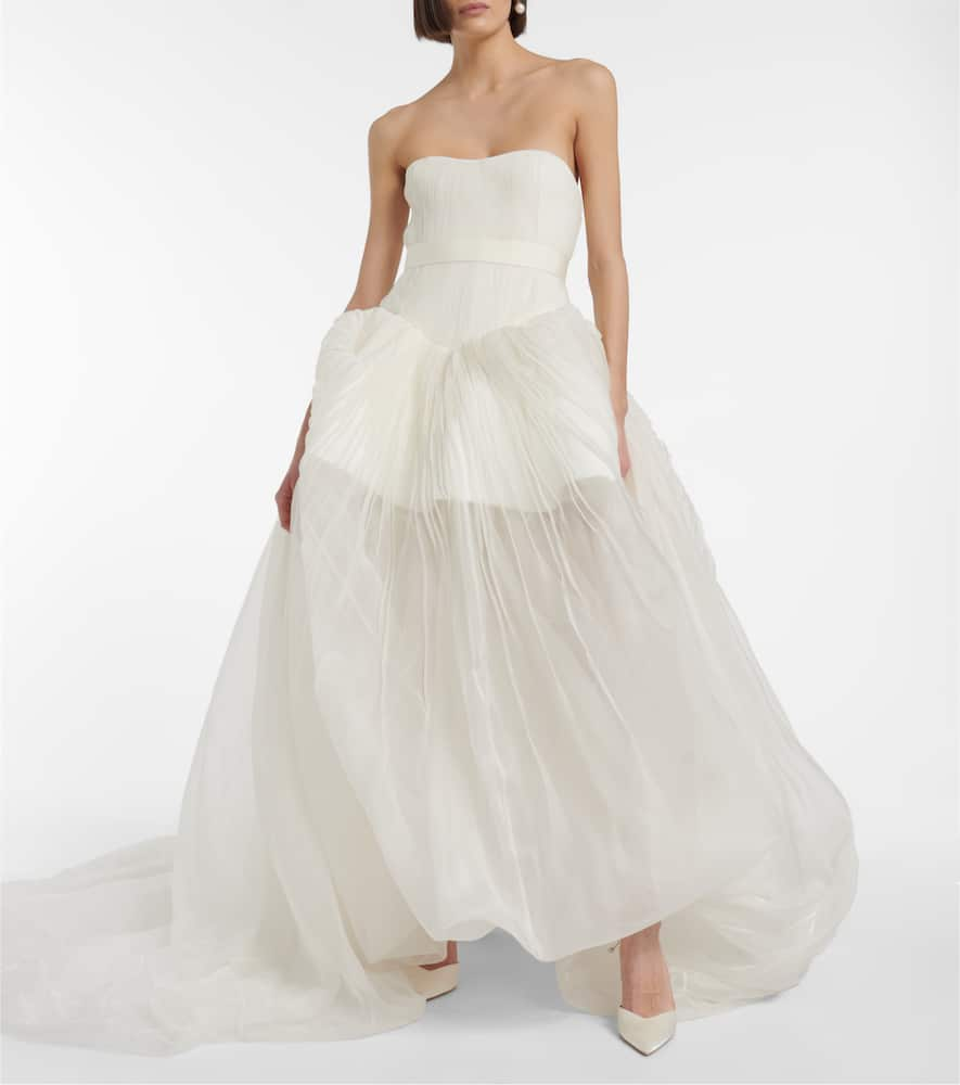 Shop Danielle Frankel Bridal Emory Silk Organza Gown In Pearl