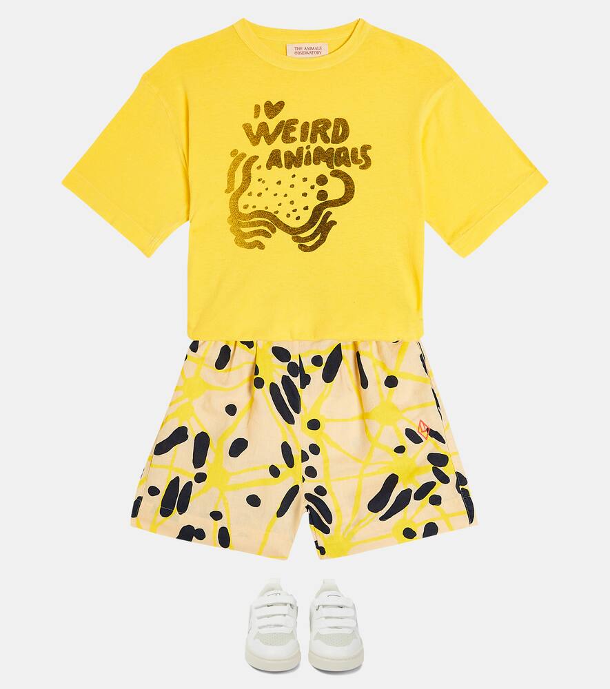 The Animals Observatory Monkey Linen And Cotton Shorts In Beige
