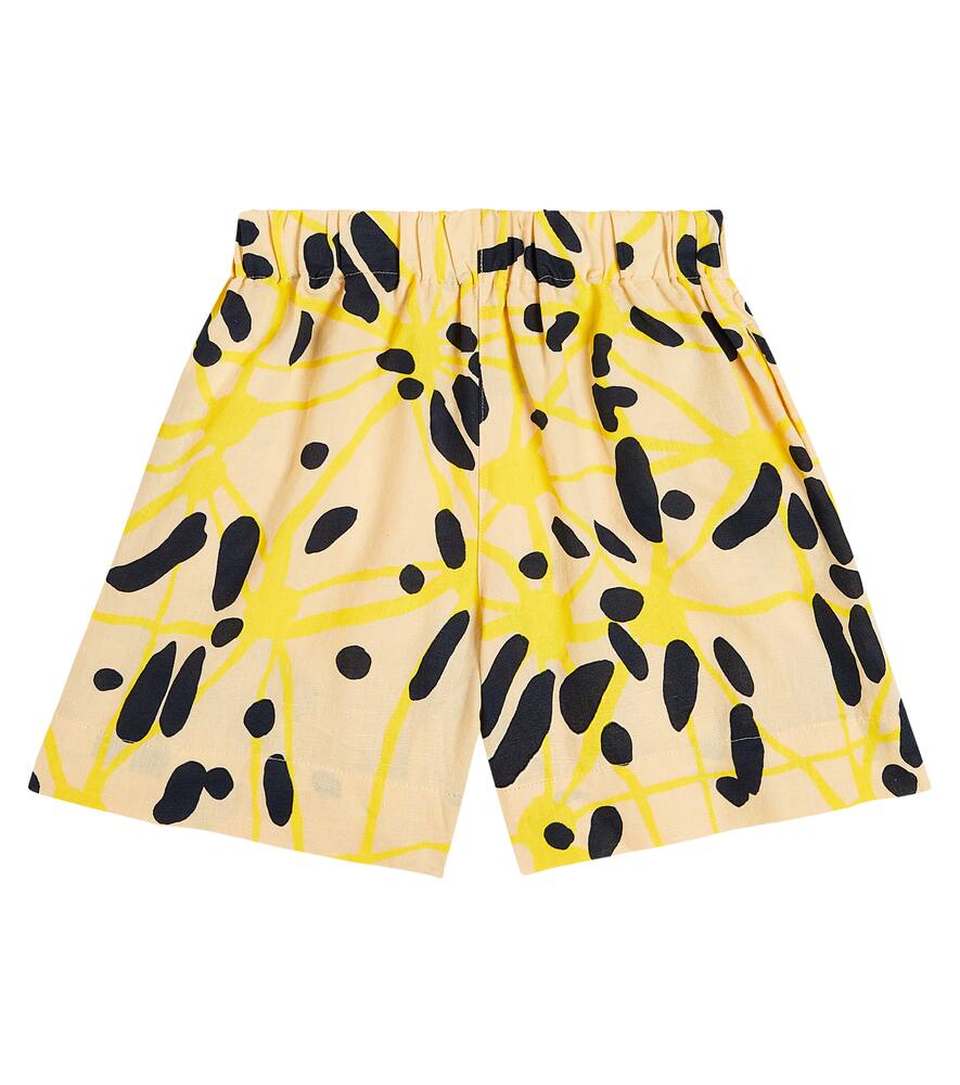 The Animals Observatory Monkey Linen And Cotton Shorts In Beige