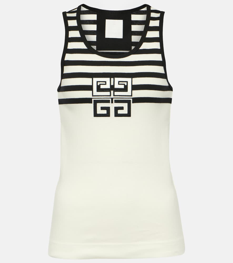 Givenchy 4g Slim Fit Tank Top In Cotton With Stripes In Multicoloured