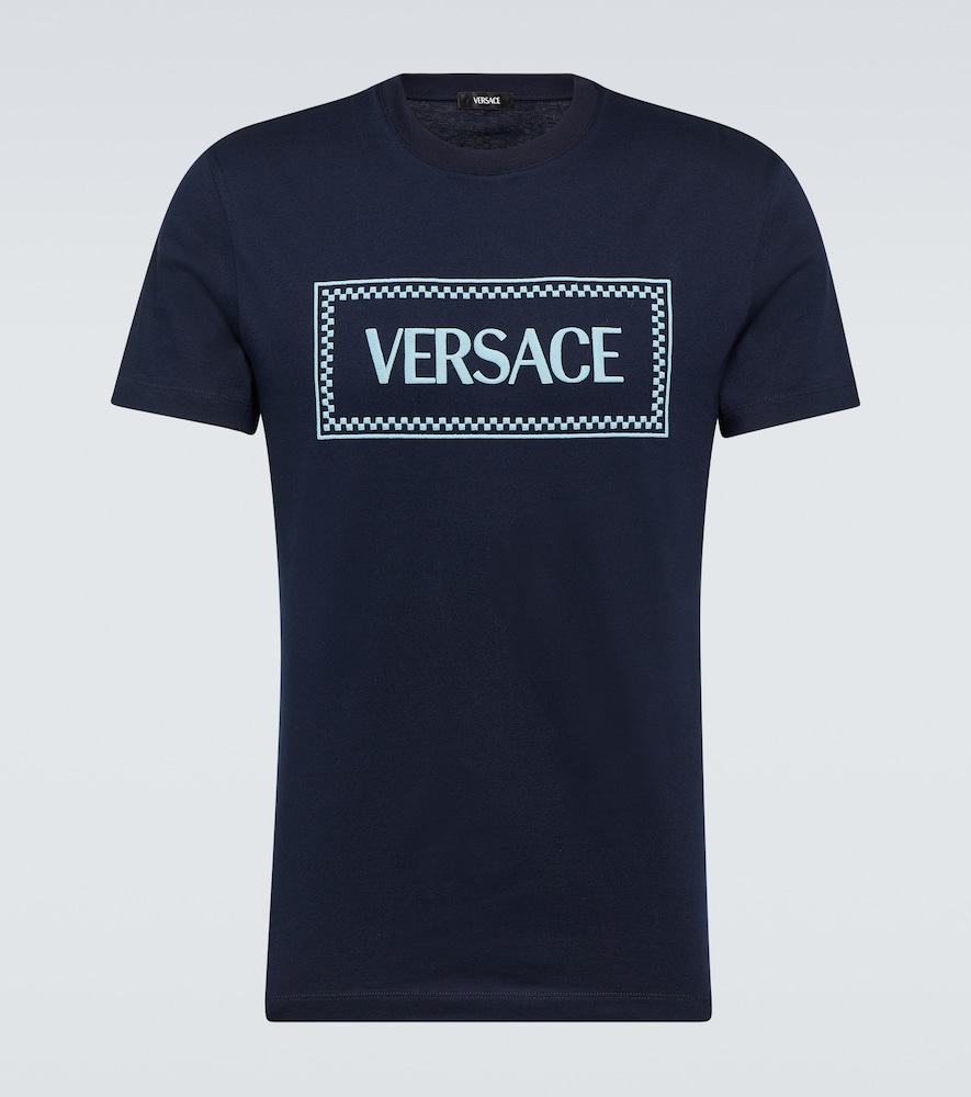 Versace Logo embroidered cotton jersey T-shirt　ヴェルサーチ ロゴ刺繍入りコットンジャージー T シャツ Versace