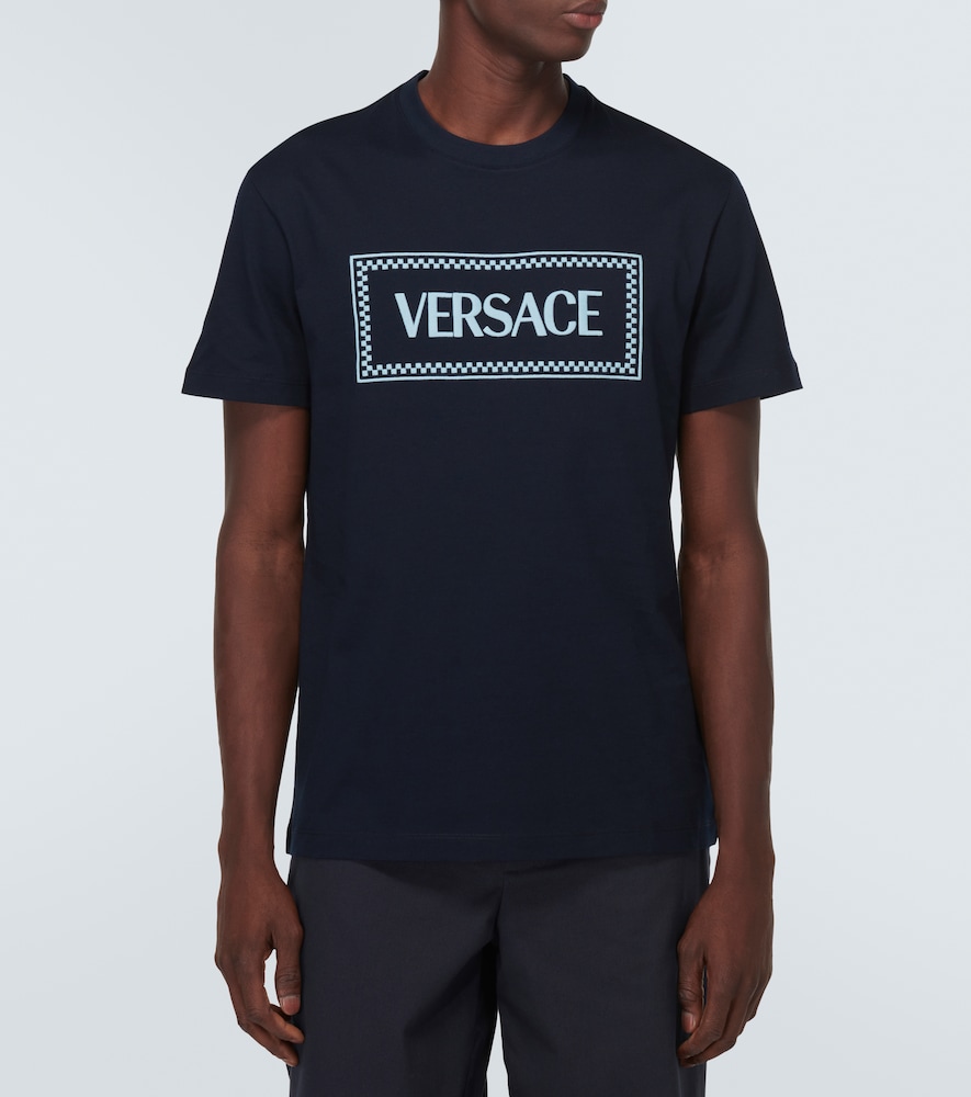  Versace Versace Besticktes T-shirt Aus Baumwoll-jersey 