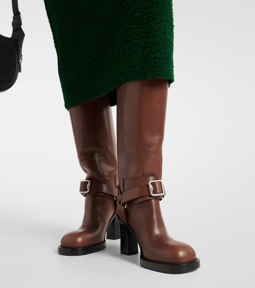 Shop Burberry 100 Leather Knee-high Boots In Brown