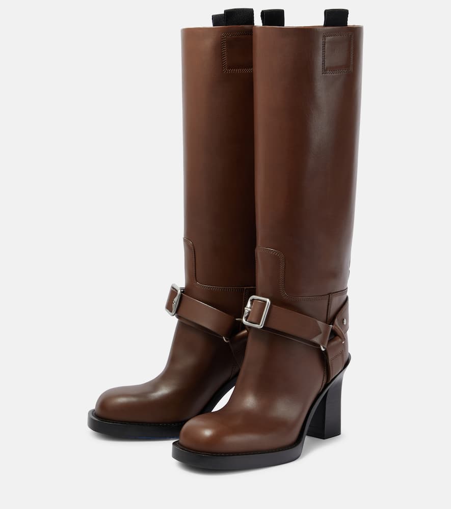 Shop Burberry 100 Leather Knee-high Boots In Brown