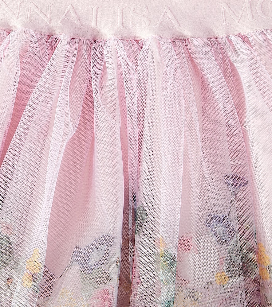  Monnalisa Monnalisa Floral Tulle Skirt 