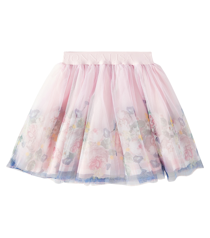  Monnalisa Monnalisa Floral Tulle Skirt 