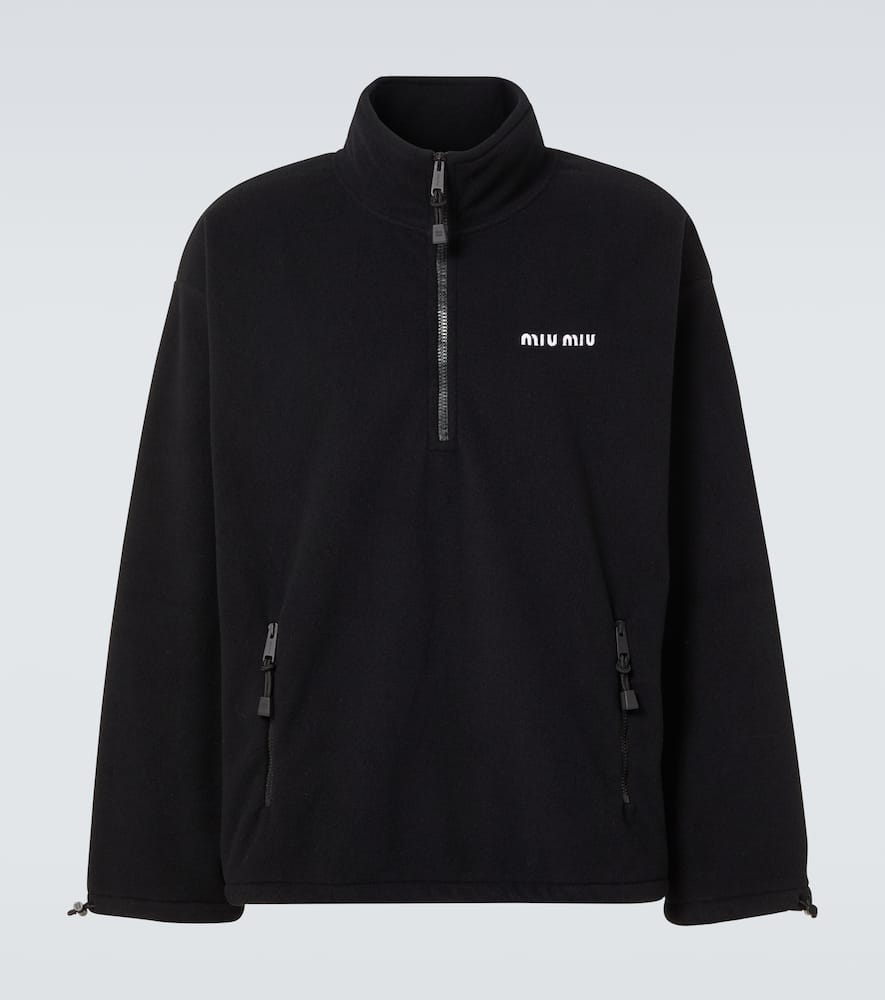 Miu Miu Sweatshirt Aus Fleece In Schwarz