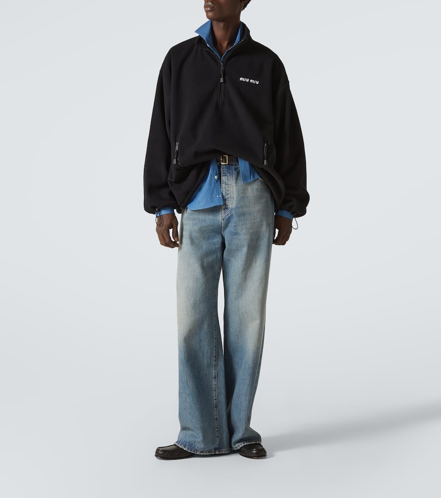 Miu Miu Sweatshirt Aus Fleece In Schwarz
