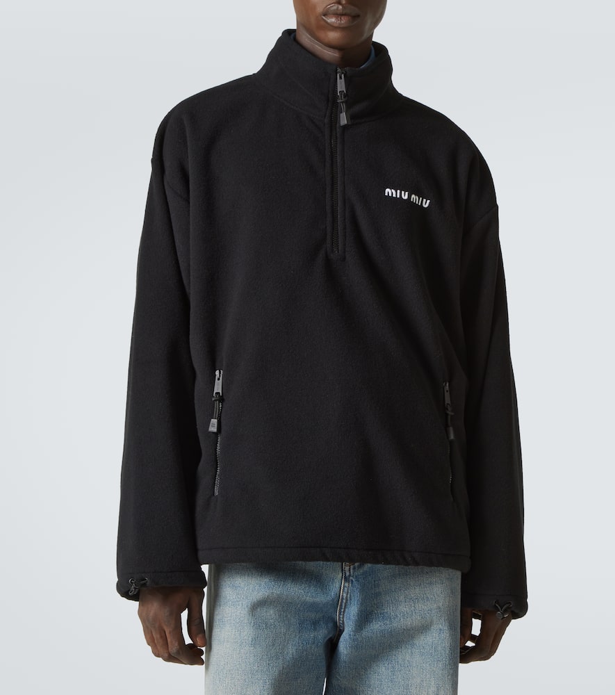 Miu Miu Sweatshirt Aus Fleece In Schwarz